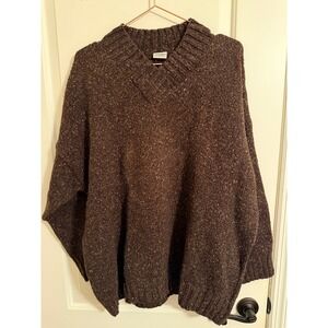 CP Shades Sweater Womens Medium Brown 100% Wool Donegal Tweed V-Neck Excellent